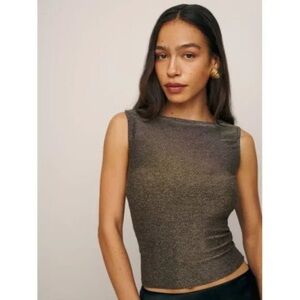 Reformation Dusk Knit Top, bronze